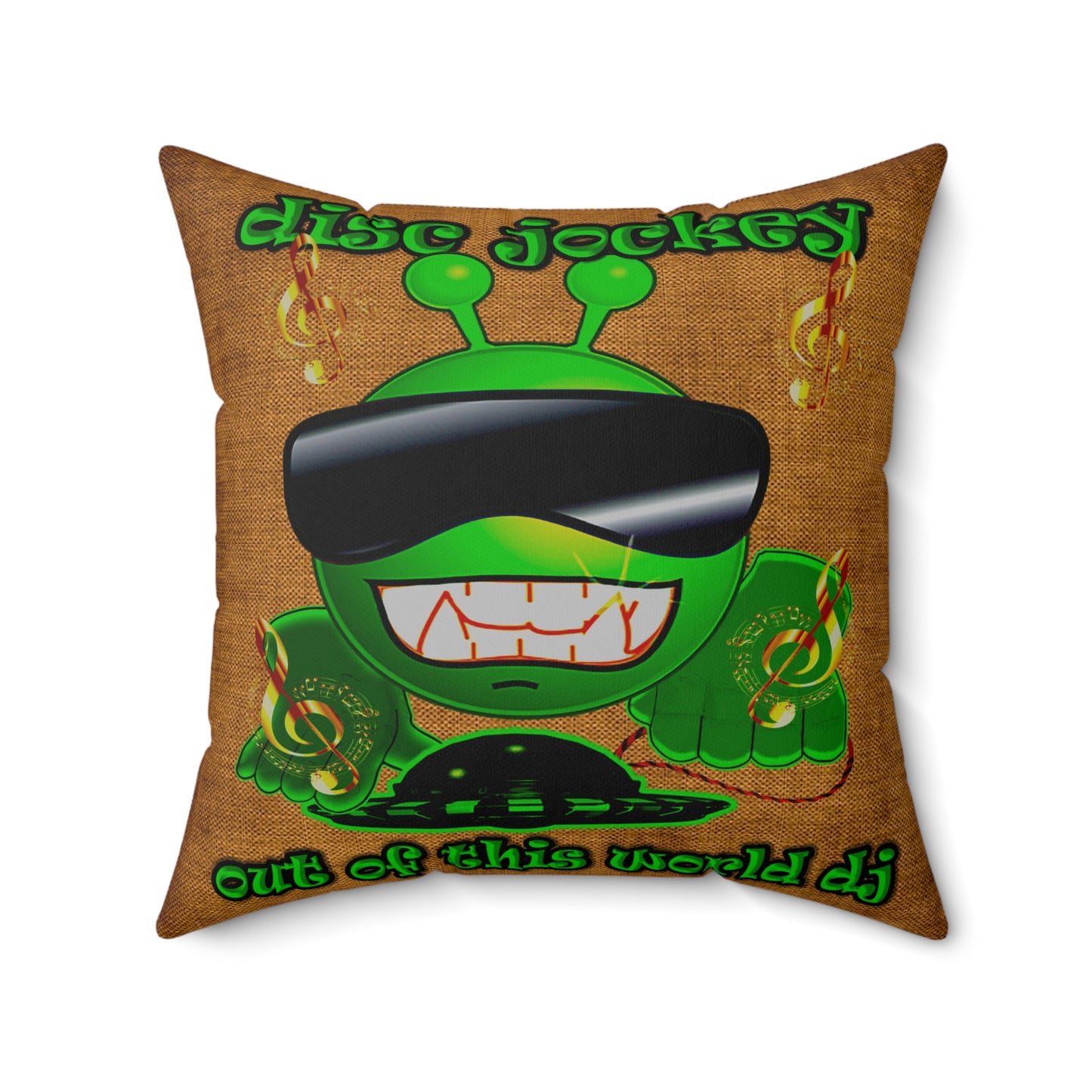 disc jockey - Spun Polyester Square Pillow - (dichromatic brown papyrus)