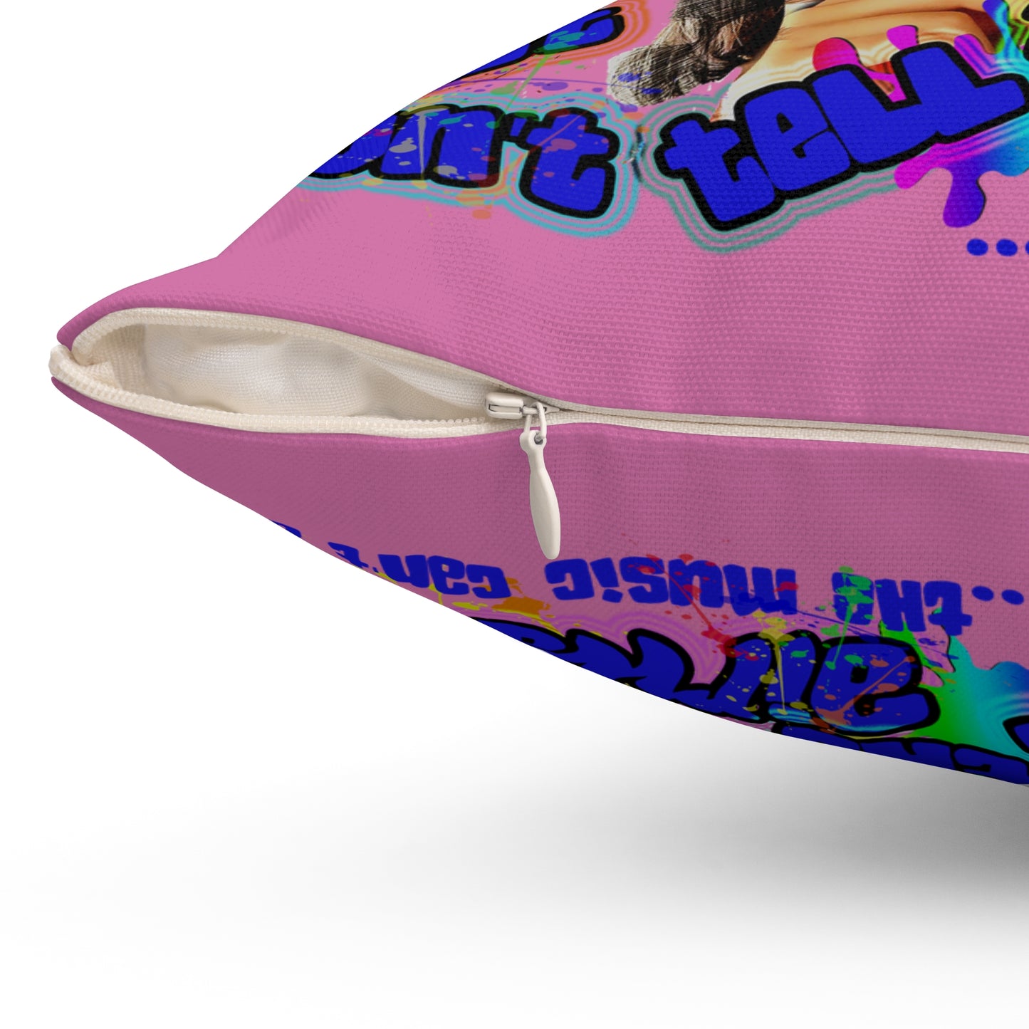 drop the beat - Spun Polyester Square Pillow - (light pink)