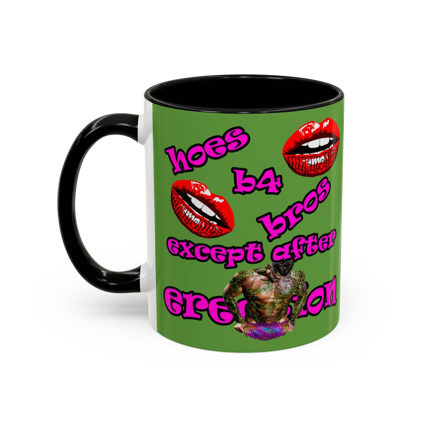 hoes b4 bros - Accent Mug (green)