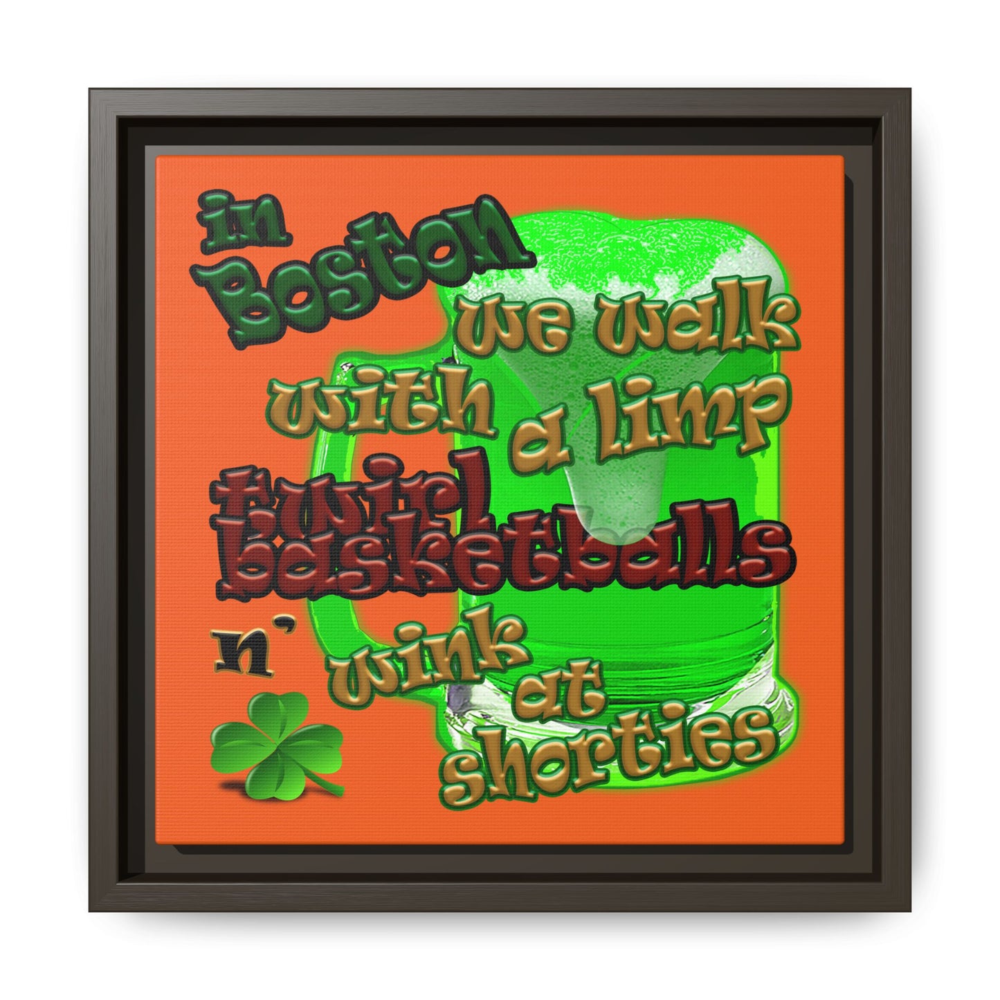 celtics logo - framed canvas art (orange)