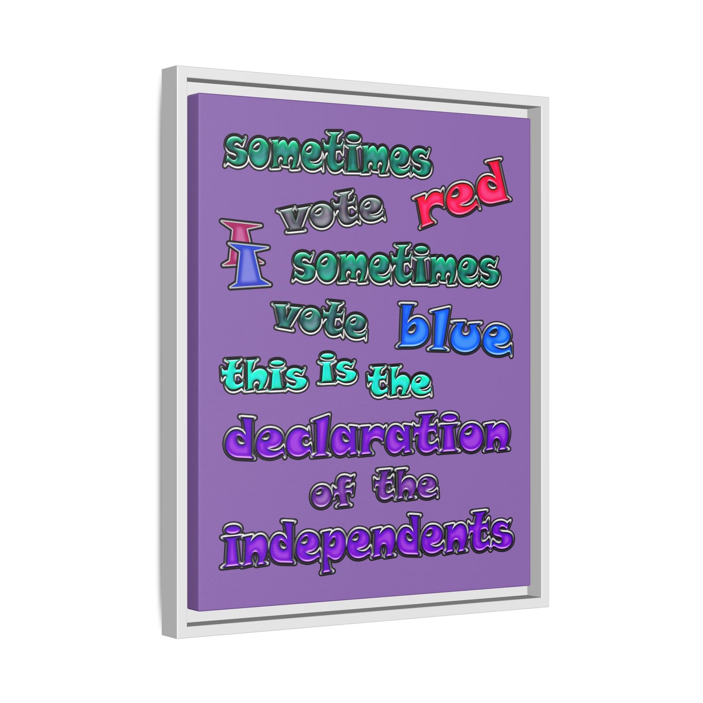 declaration of the independents - framed canvas art (light purple)