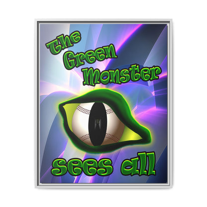 green monster - framed canvas art (grey-pink wave)