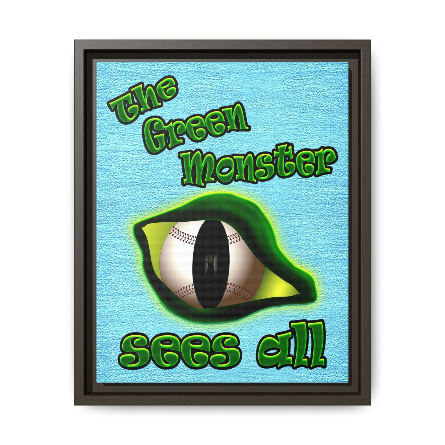 green monster - framed canvas art (faded blue)
