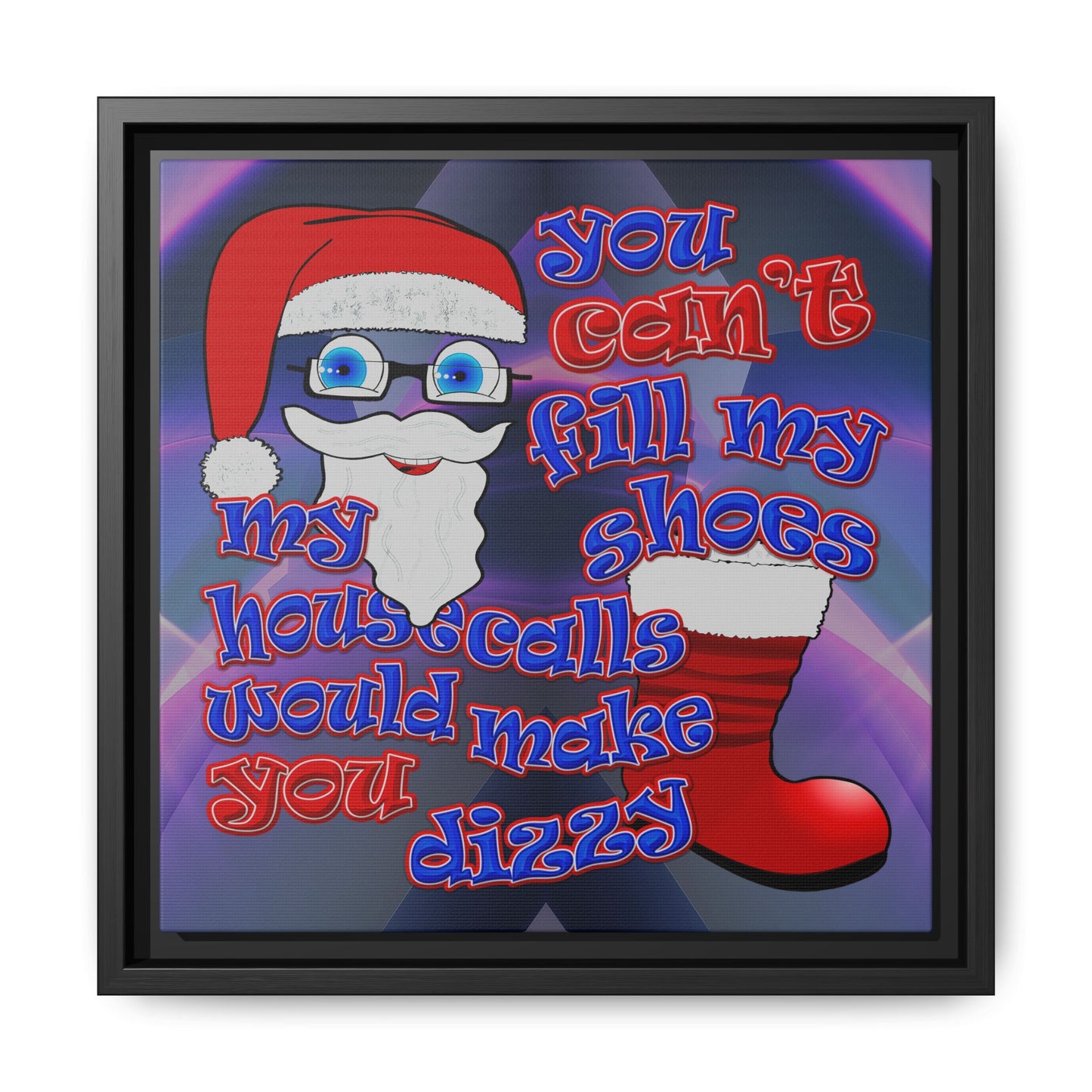 santa's shoes - framed canvas art (grey-pink wave)