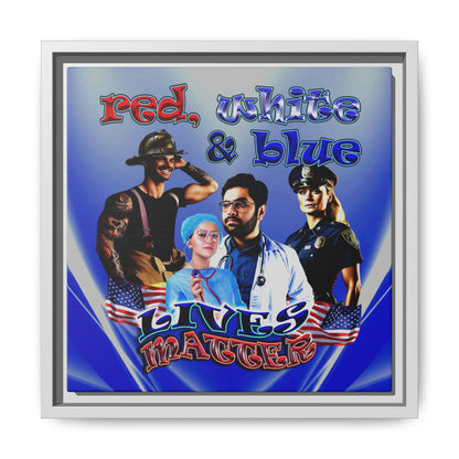 rw&b lives matter - framed canvas art (blue-white wave)