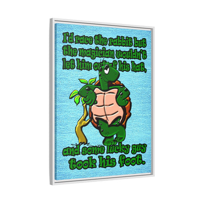 turtle race - framed canvas art (faded blue)