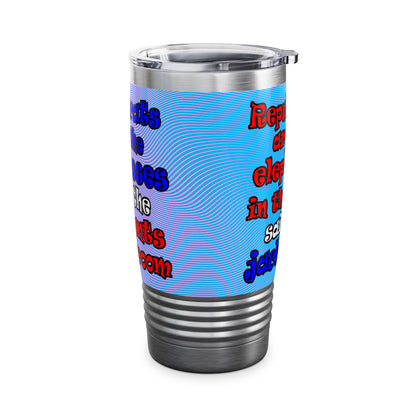 donkeys and elephants - Ringneck Tumbler, 20oz (light blue-purple wave)