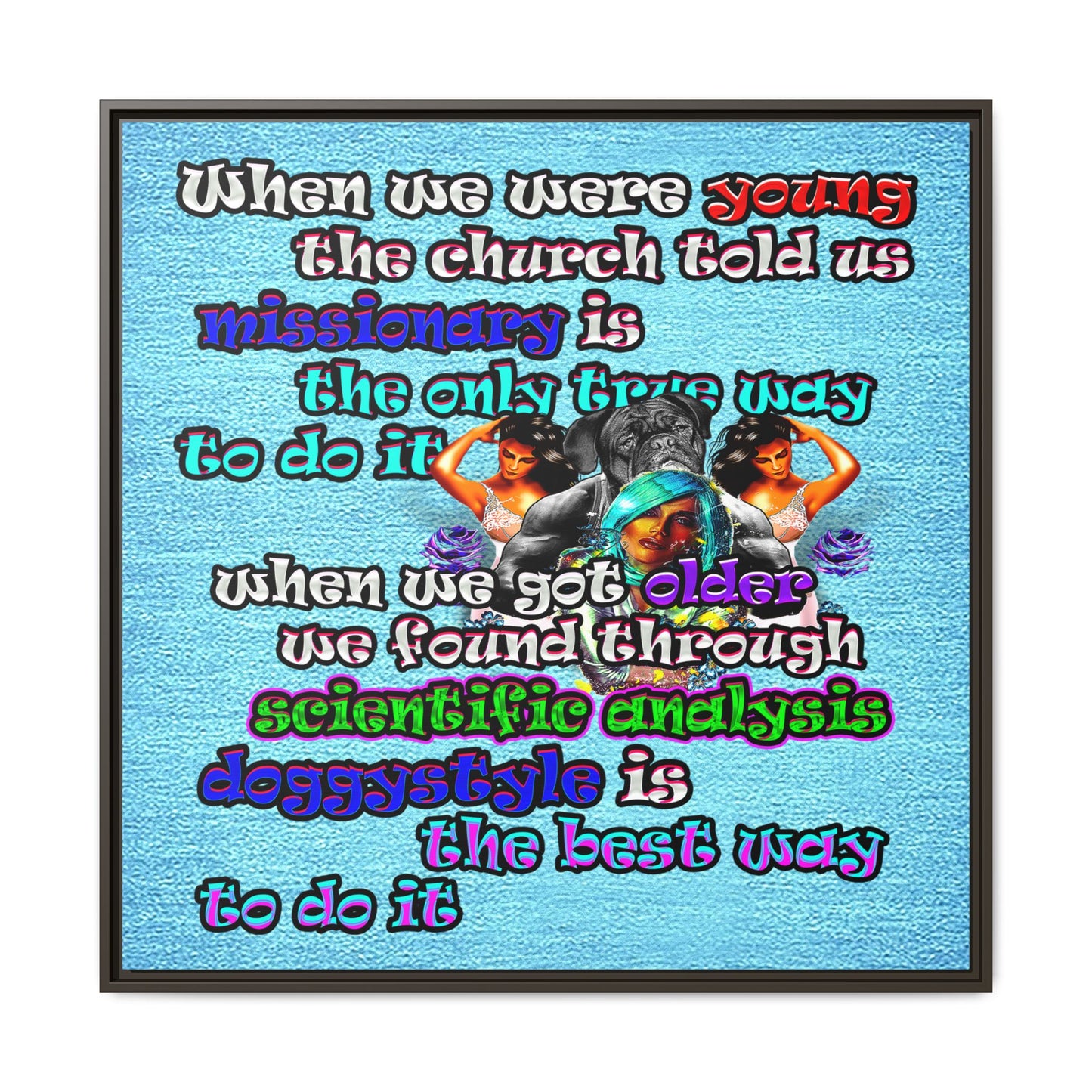 doggystyle - framed canvas art (faded blue)