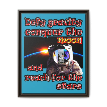 defy conquer reach - framed canvas art (turquoise)