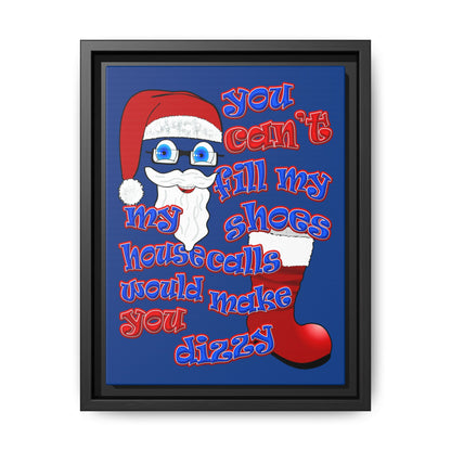 santa's shoes - framed canvas art (dark blue)