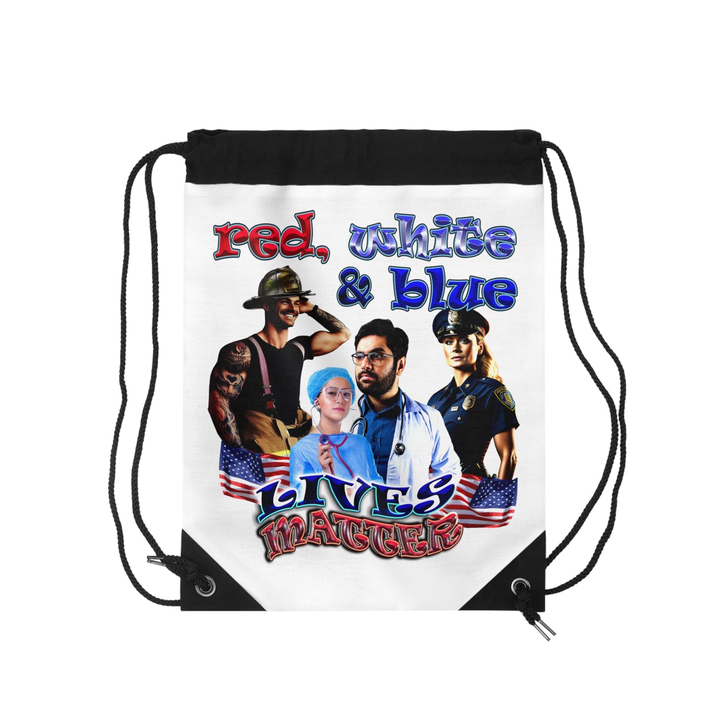 rw&b lives matter - Drawstring Bag (white)