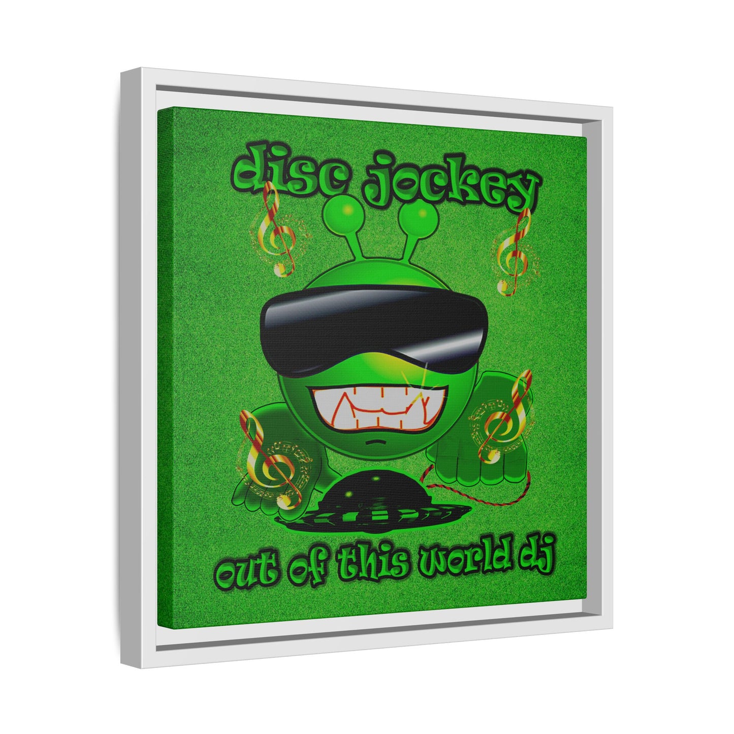 disc jockey - framed canvas art (green turf)