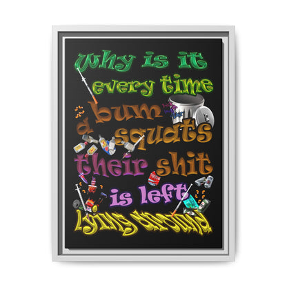 the bum's shit - framed canvas art (black)