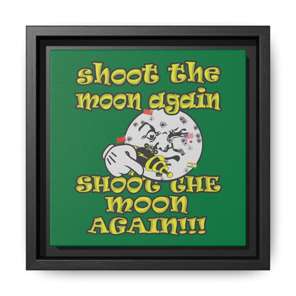 shoot the moon again - framed canvas art (dark green)