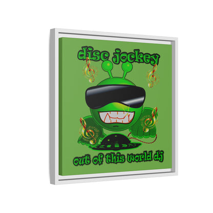 disc jockey - framed canvas art (green)