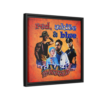 rw&b lives matter - framed canvas art (burnt orange)