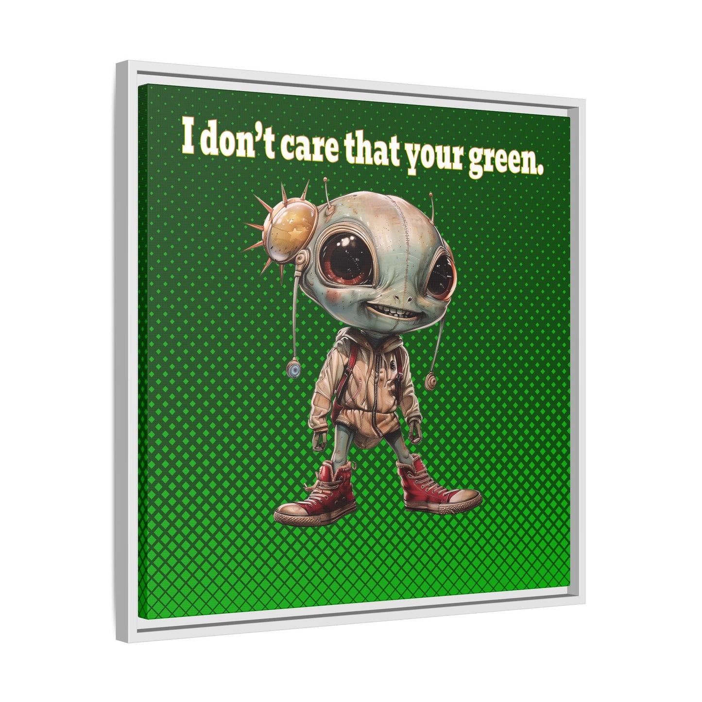 I don't care that your green - framed canvas art (logo green)