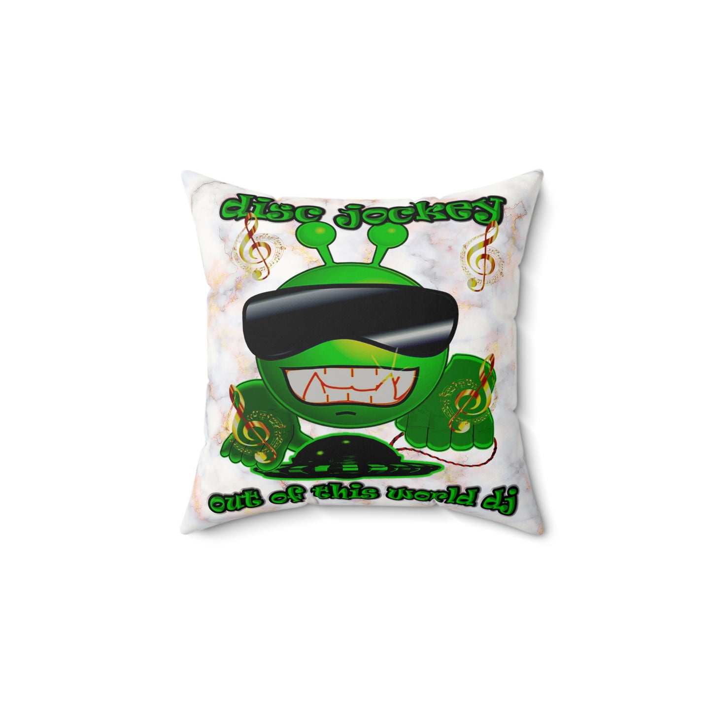 disc jockey - Faux Suede Square Pillow - (white marble)