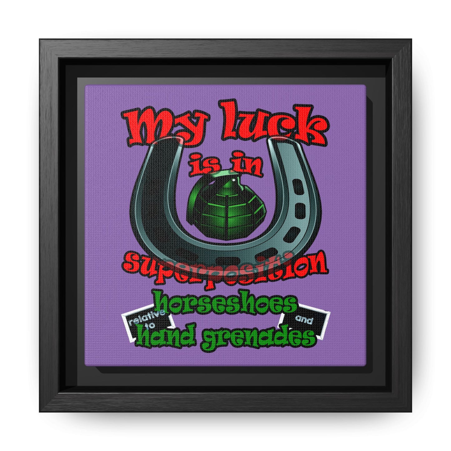 my luck - framed canvas art (light purple)