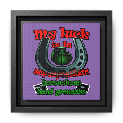 my luck - framed canvas art (light purple)