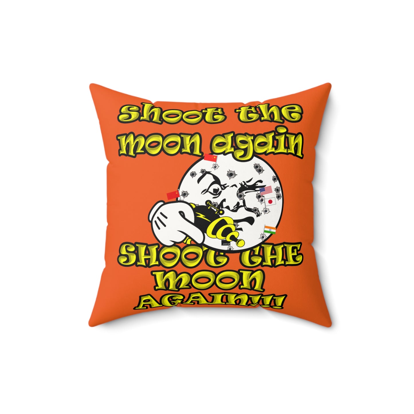 shoot the moon again - Faux Suede Square Pillow - (orange)