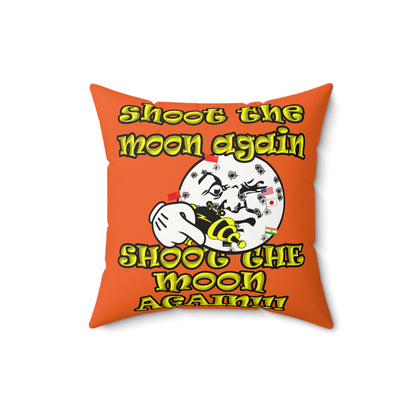 shoot the moon again - Faux Suede Square Pillow - (orange)