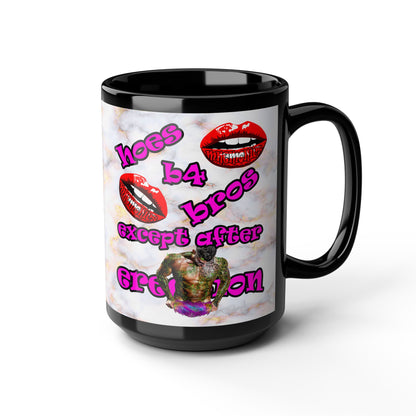 hoes b4 bros - Black Mug (white marble)