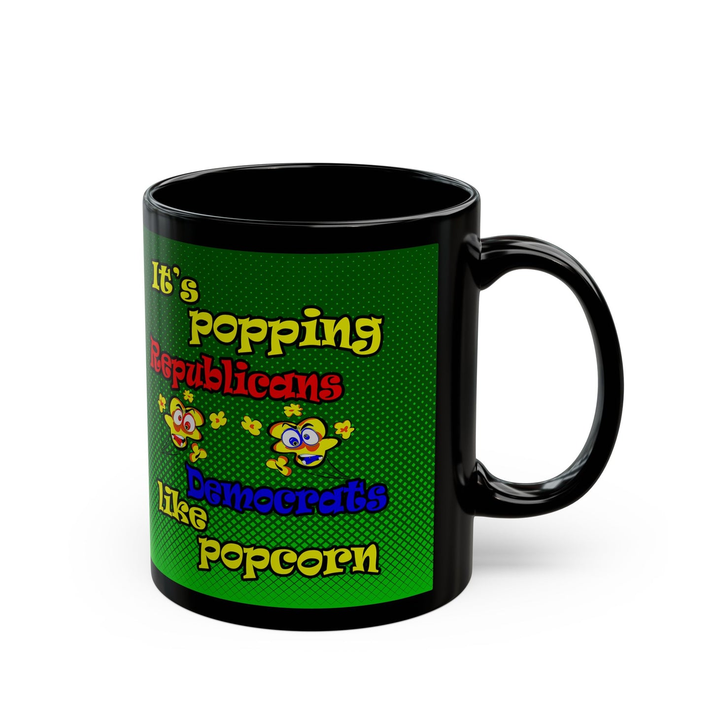 popping like popcorn - Black Mug (logo green)