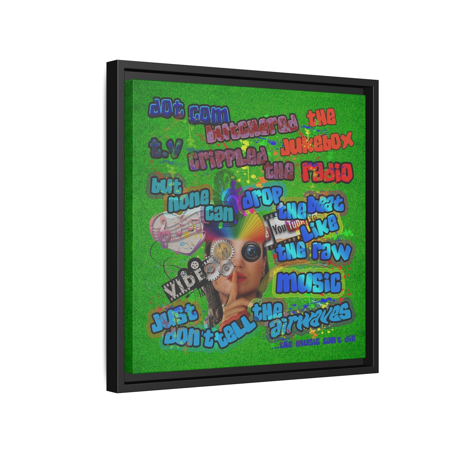 drop the beat - framed canvas art (green turf)