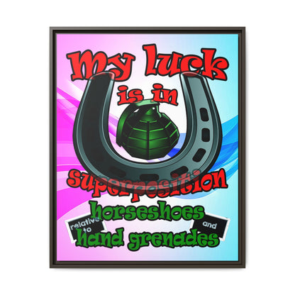 my luck - framed canvas art (light blue-pink wave)