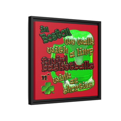 celtics logo - framed canvas art (dark red)