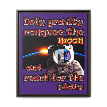 defy conquer reach - framed canvas art (purple)