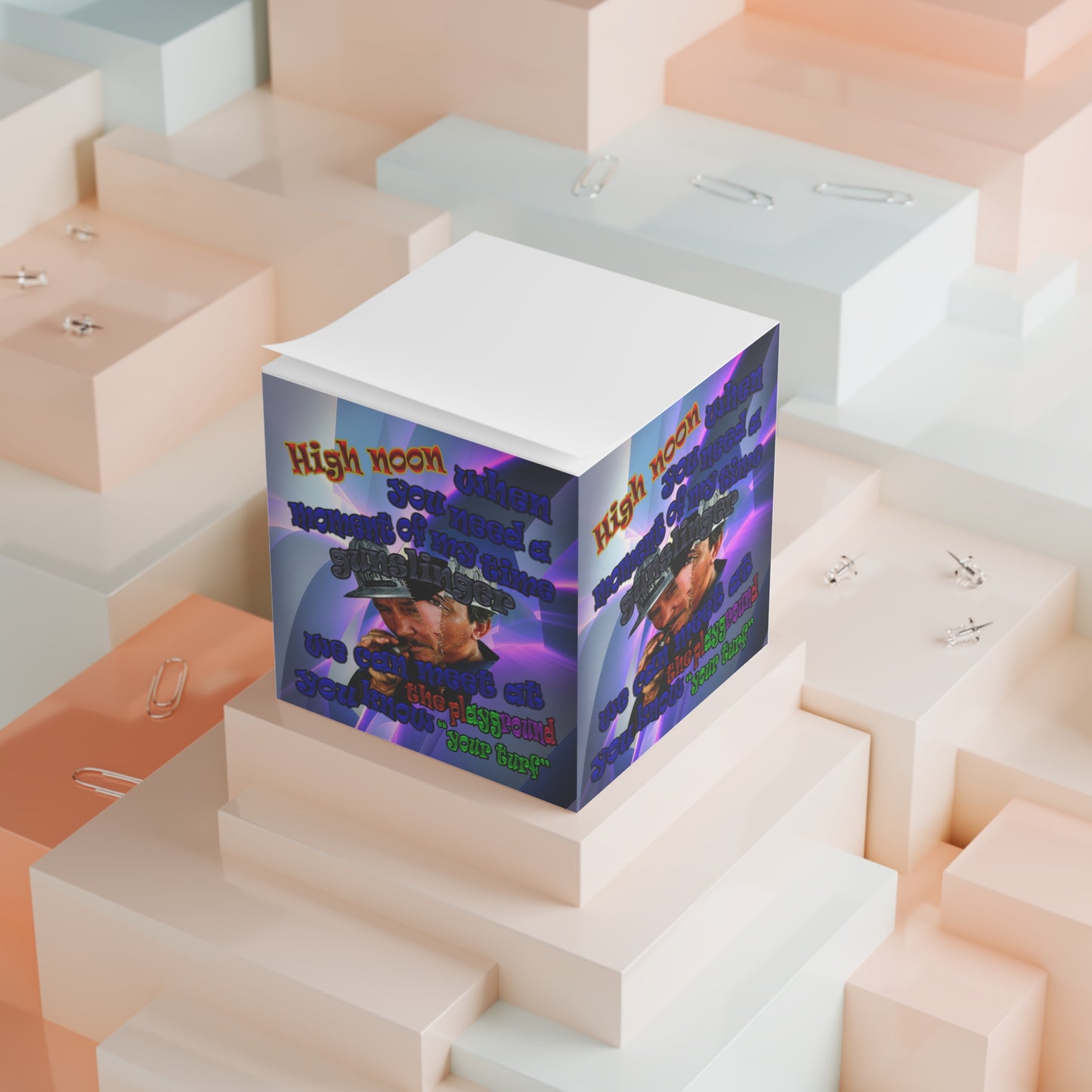 high noon - note cube (grey-pink wave)