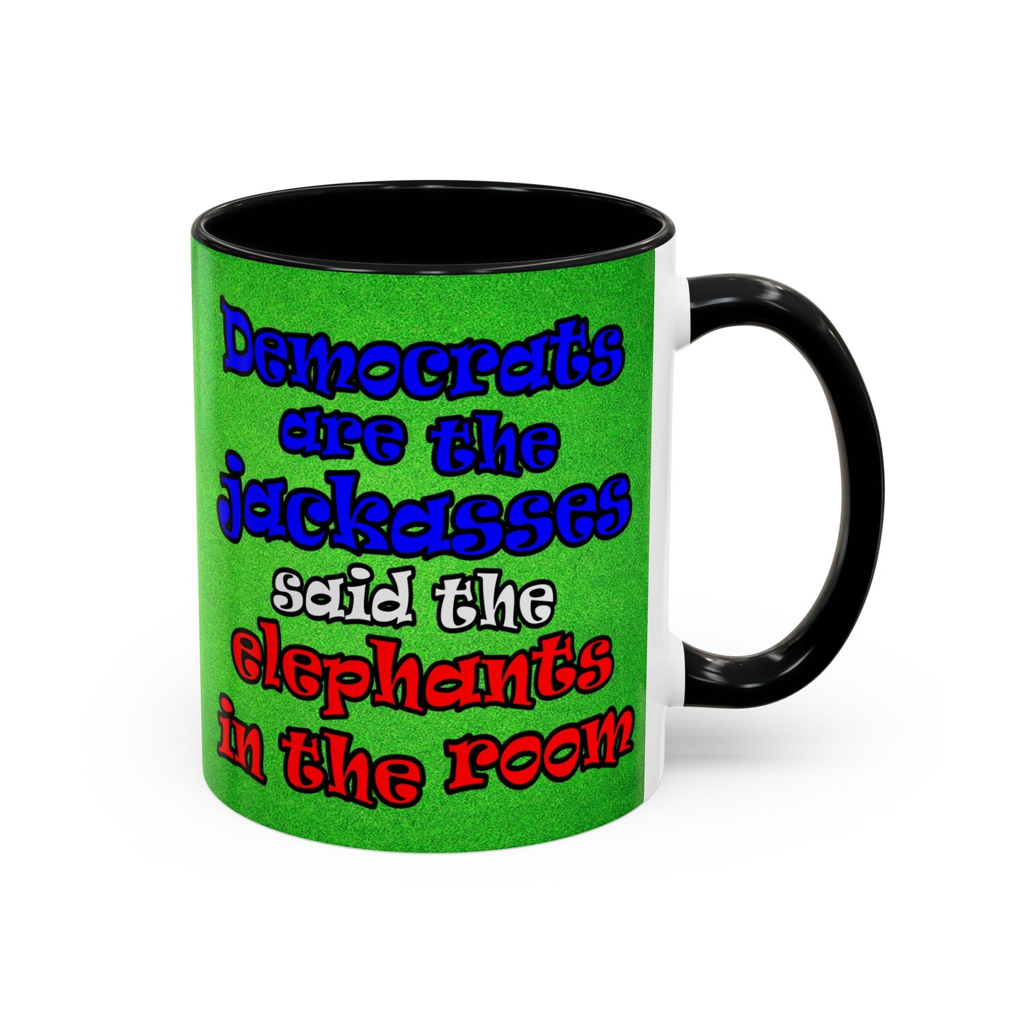 donkeys and elephants - Accent Mug (green turf)