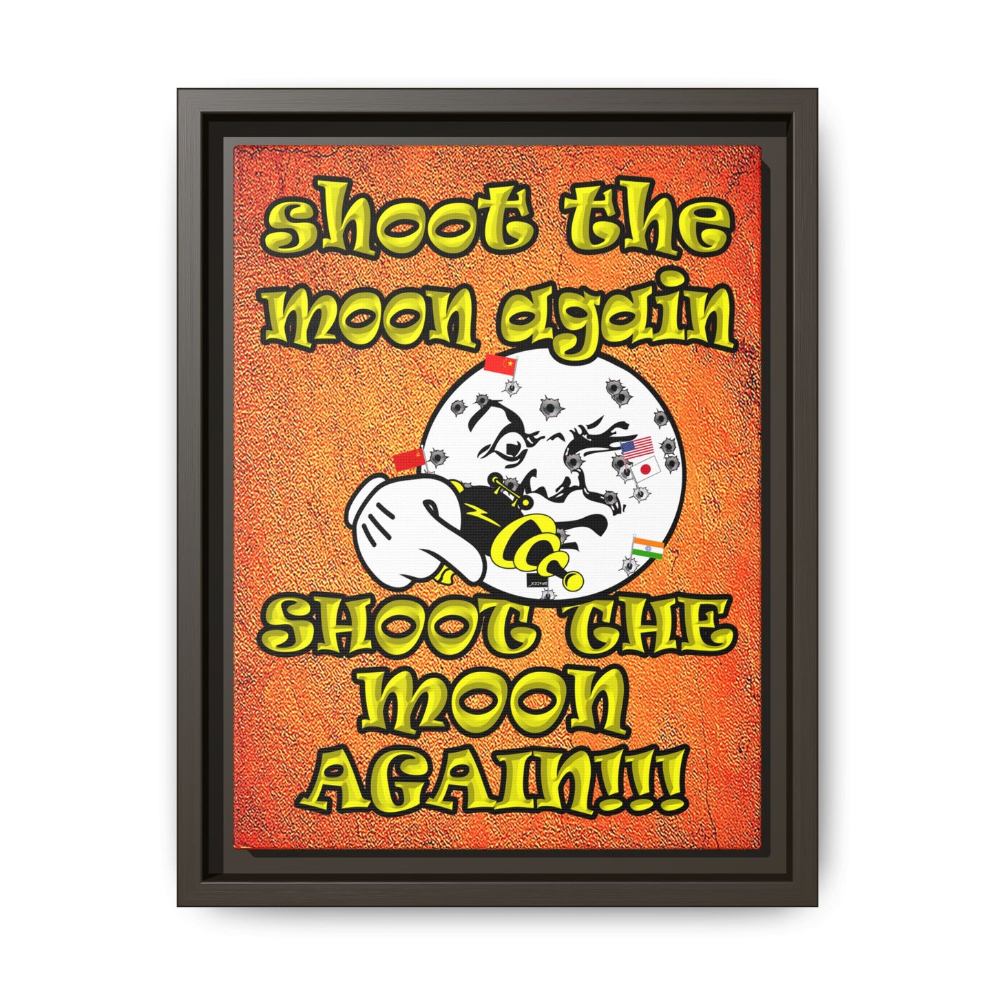 shoot the moon again - framed canvas art (burnt orange)