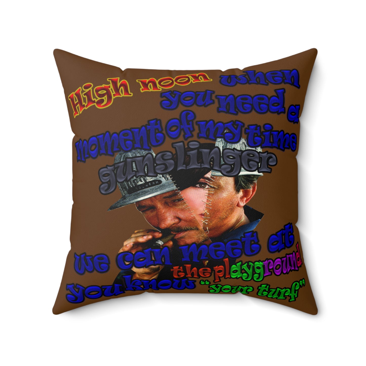 high noon - Faux Suede Square Pillow - (brown)