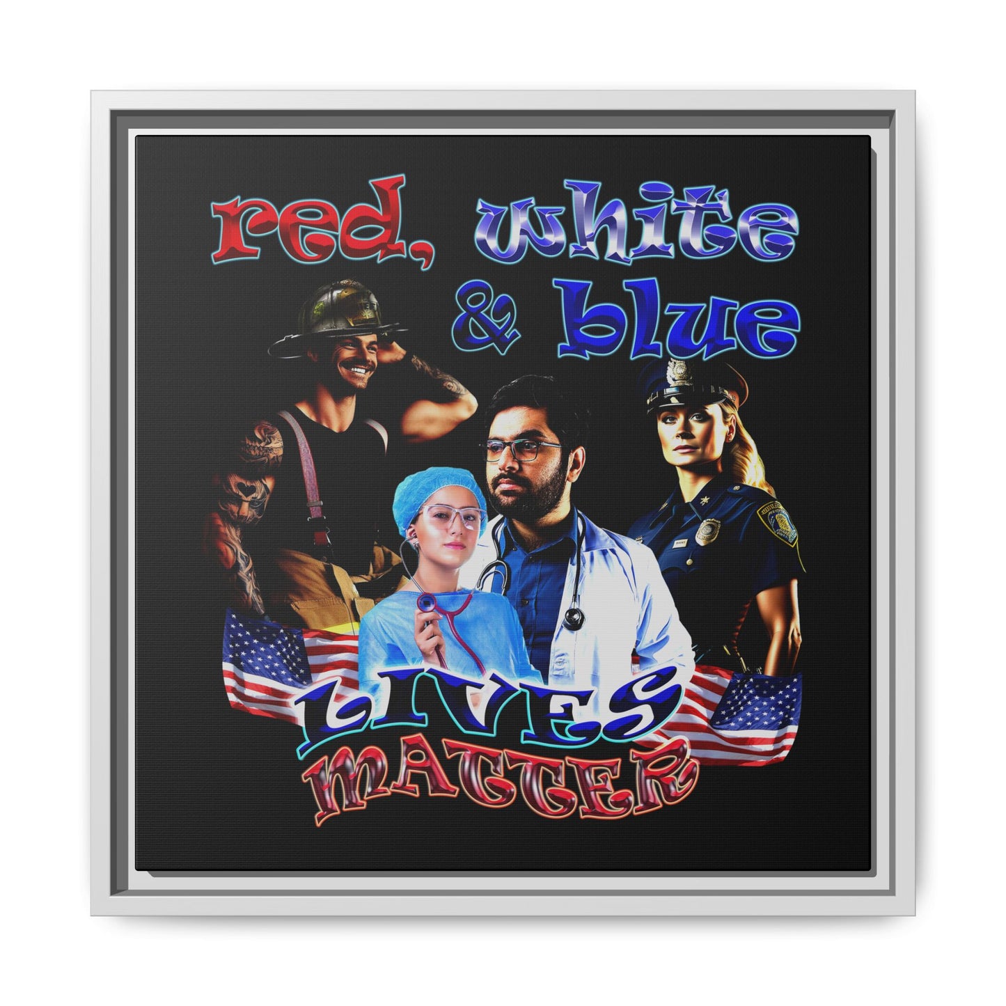rw&b lives matter - framed canvas art (black)