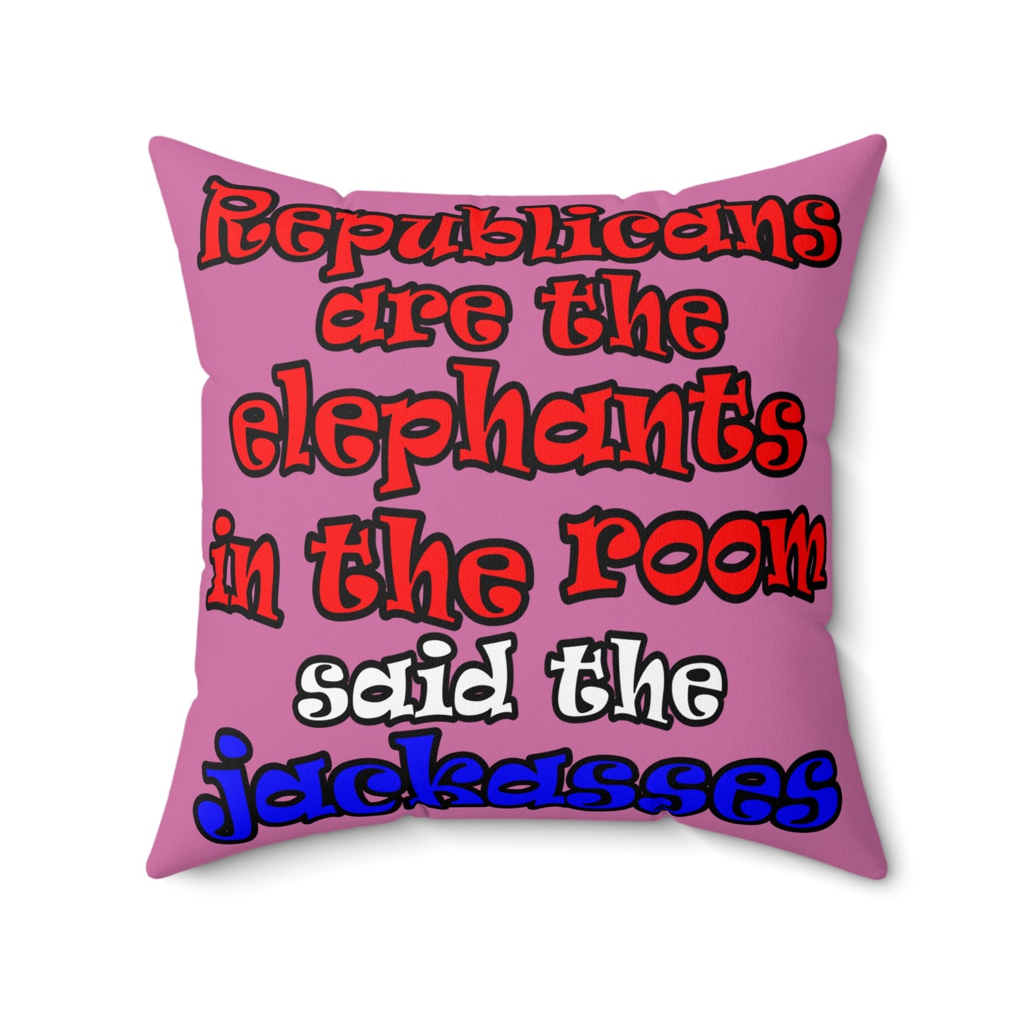 donkeys and elephants - Spun Polyester Square Pillow - (light pink)