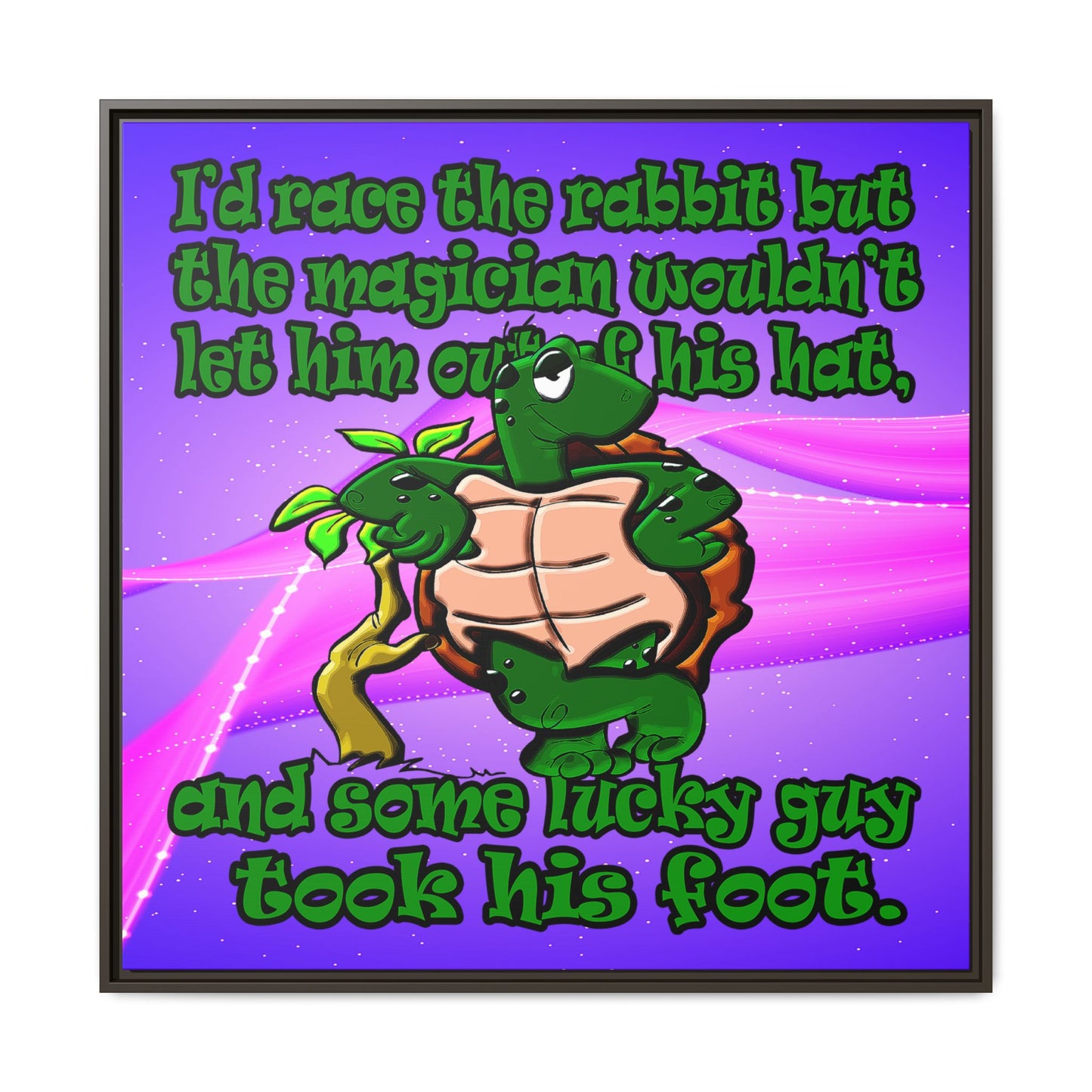 turtle race - framed canvas art (purple-pink wave)