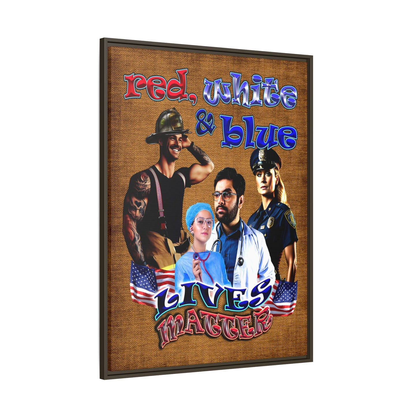 rw&b lives matter - framed canvas art (brown papyrus)