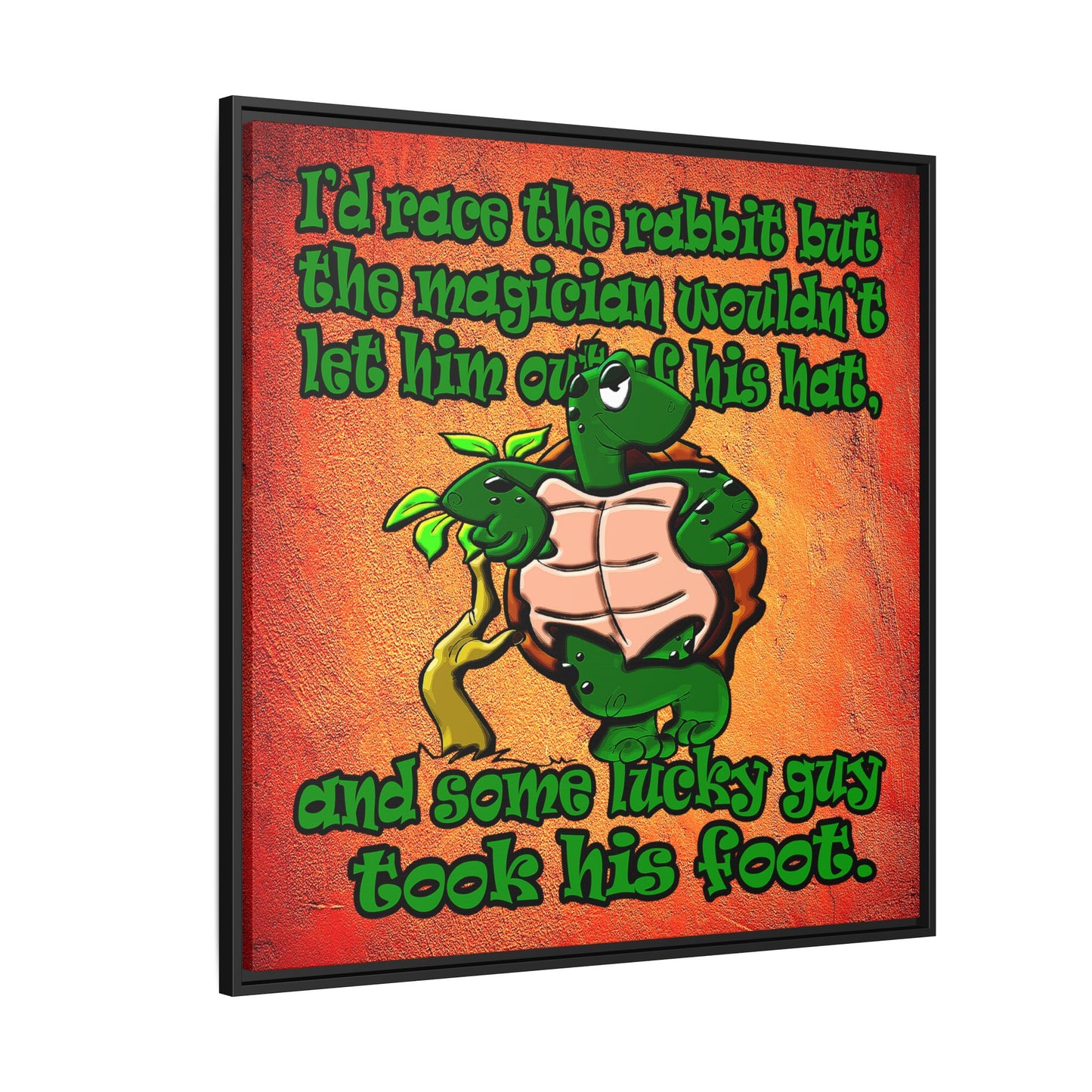 turtle race - framed canvas art (burnt orange)