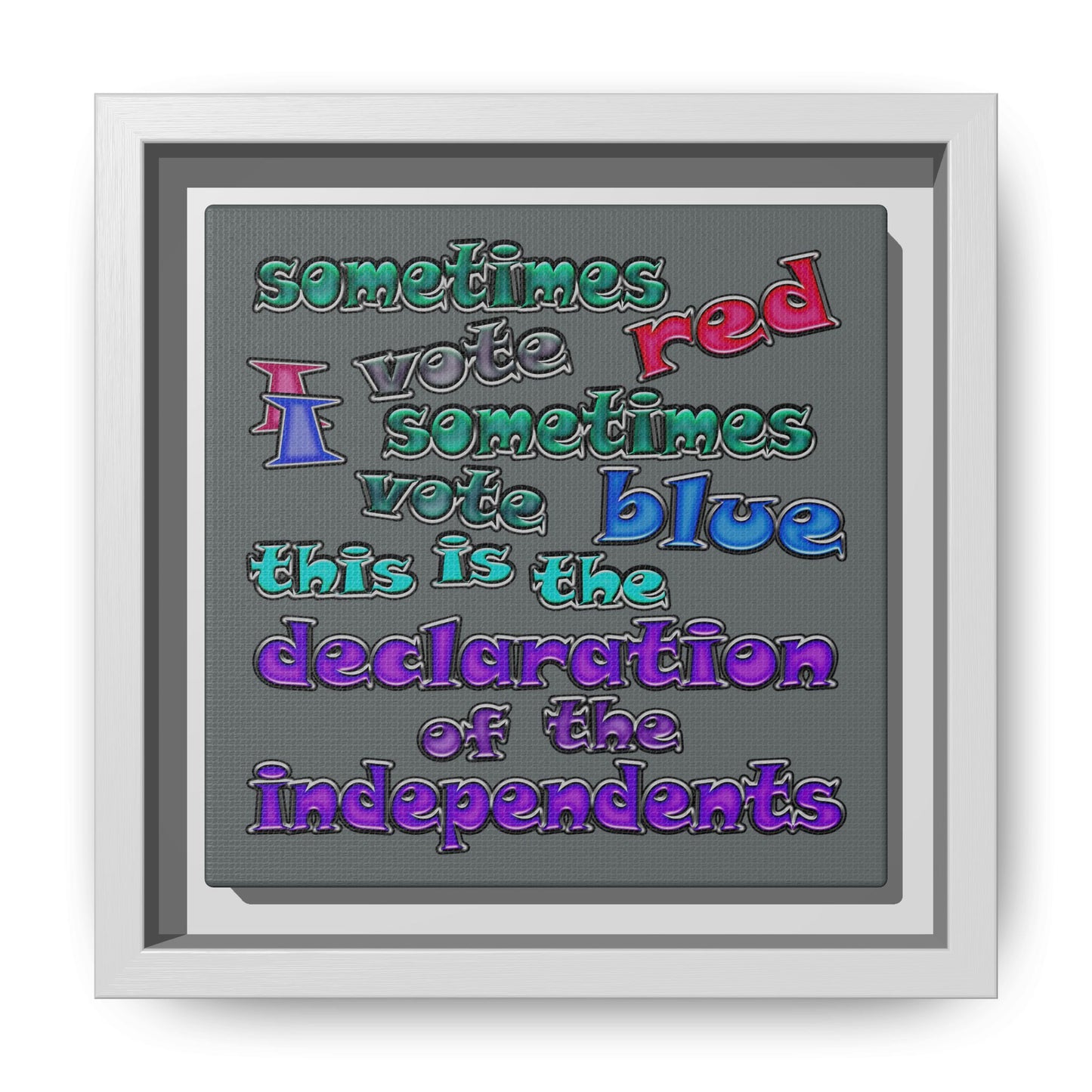 declaration of the independents - framed canvas art (dark grey)