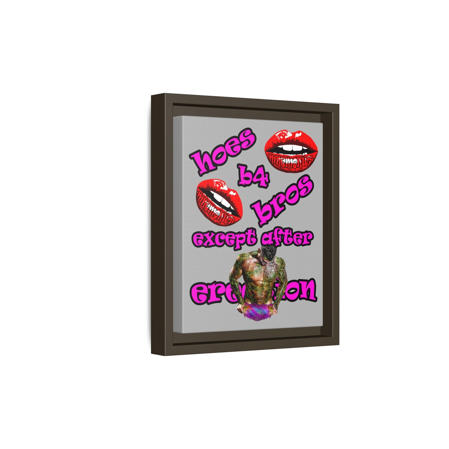 hoes b4 bros - framed canvas art (light grey)