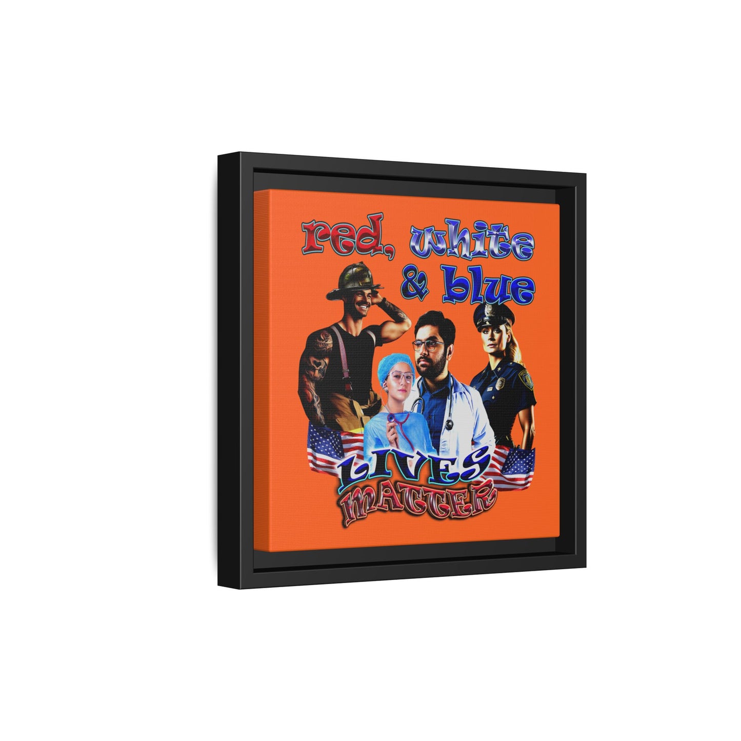 rw&b lives matter - framed canvas art (orange)