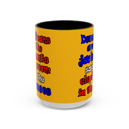 donkeys and elephants - Accent Mug (yellow)
