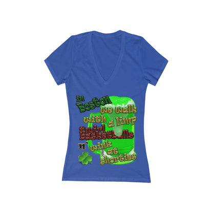 celtics logo - Women's Jersey Short Sleeve Deep V-Neck Tee