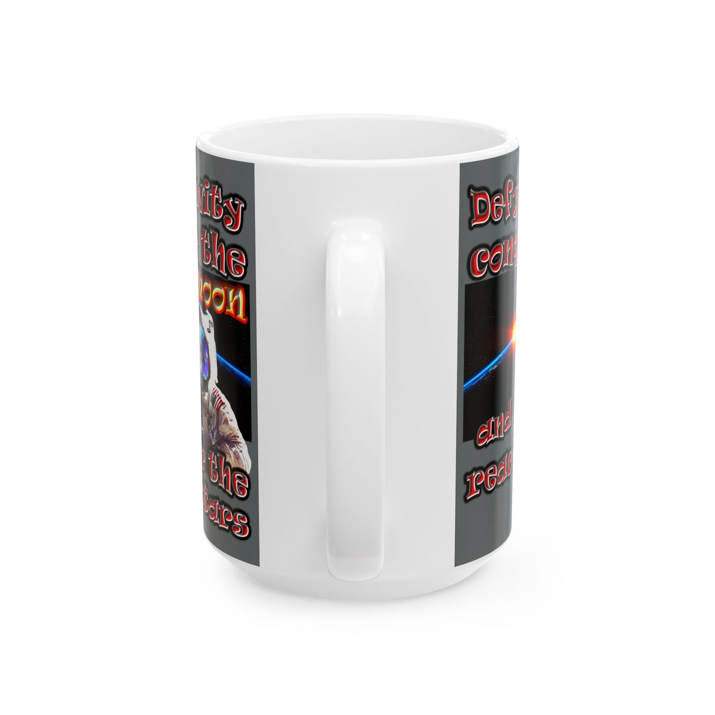 defy conquer reach - White Mug (dark grey)