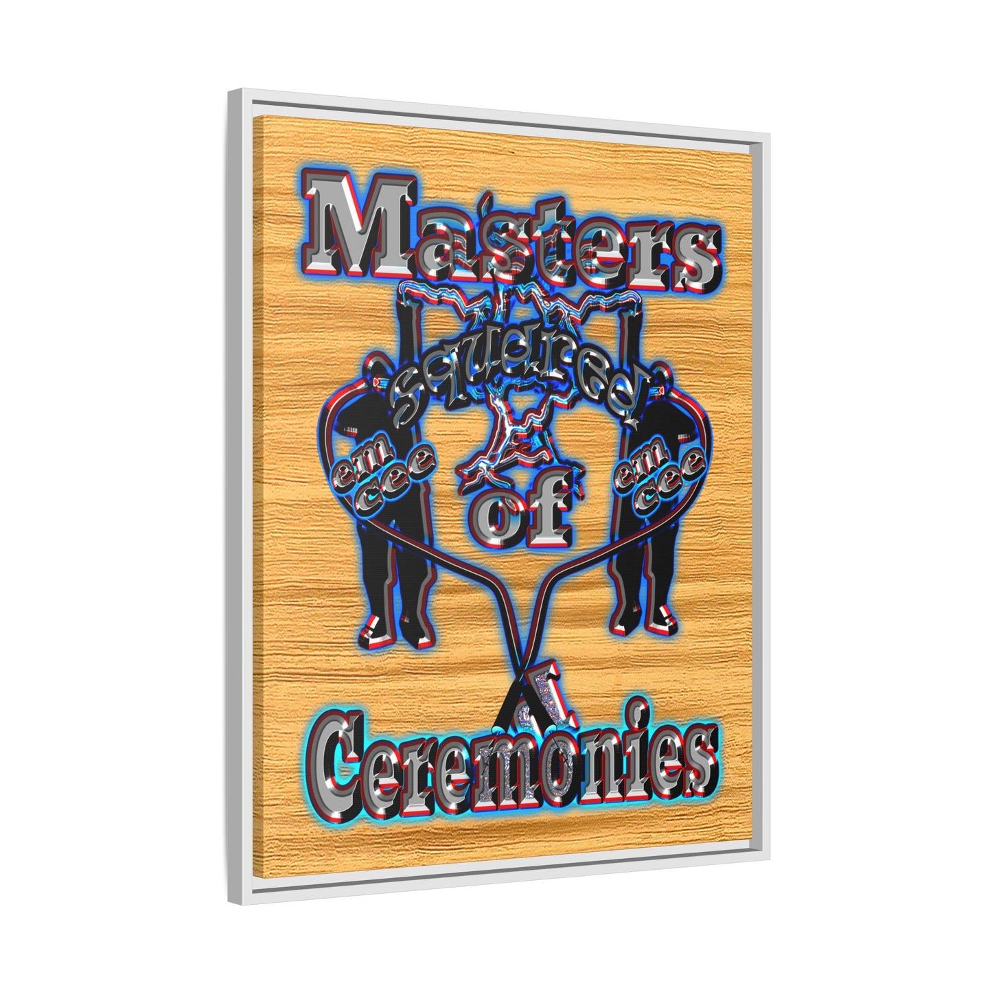 em cee squared - framed canvas art (butterscotch wood finish)