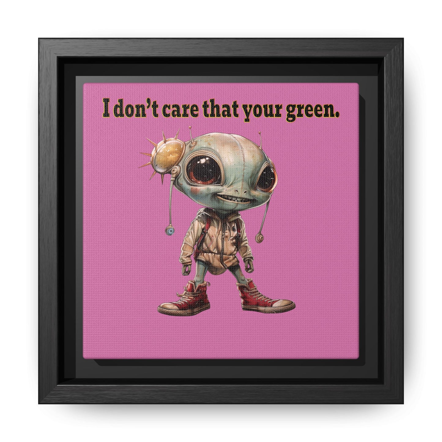 I don't care that your green - framed canvas art (light pink)