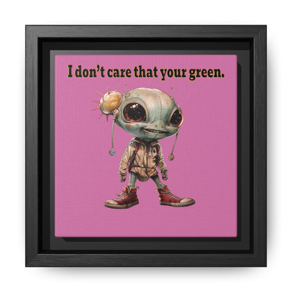 I don't care that your green - framed canvas art (light pink)